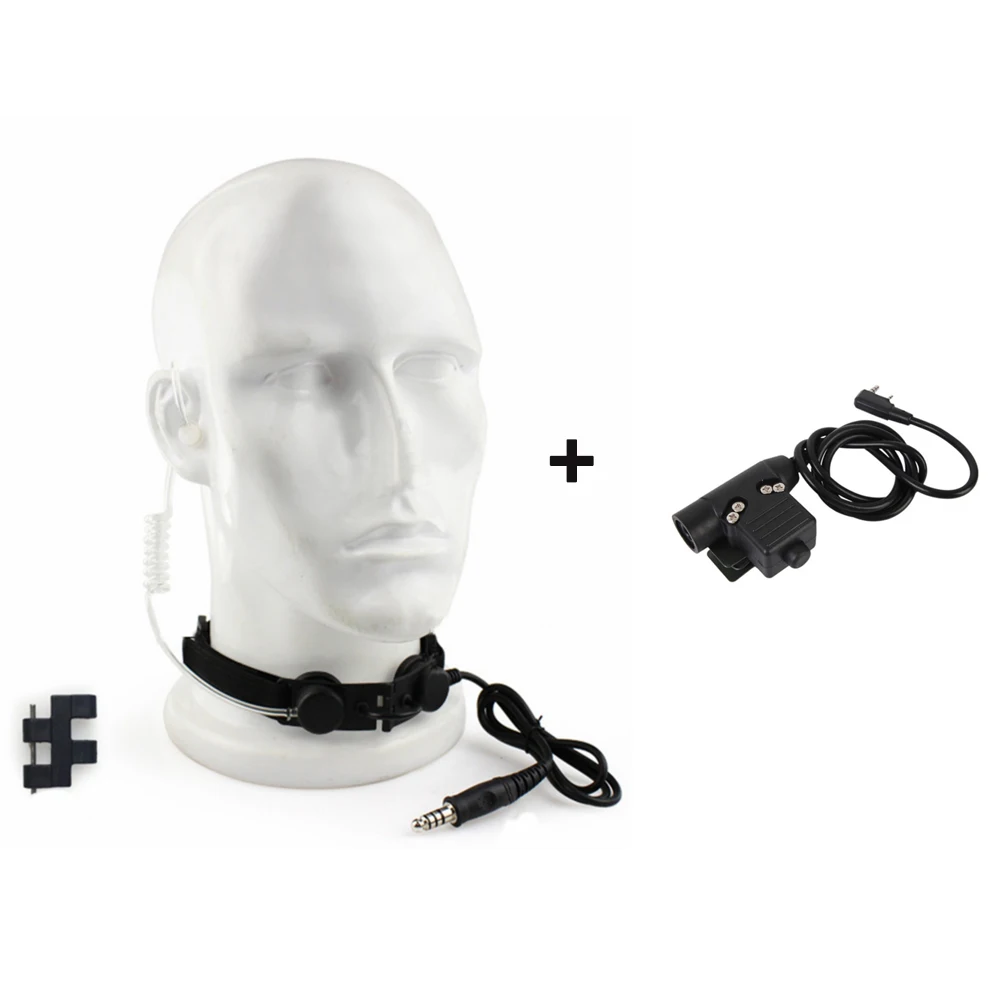 1 headset and 1 PTT Z Тактический Горло микрофон воздушный трубчатый наушник матч U94 PTT для CS игровое оборудование тактика радио BaoFeng UV-5R рация - Цвет: 1 headset and 1 PTT