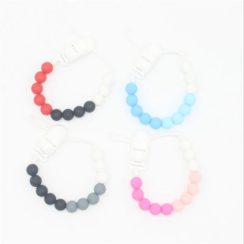 

Silicone Baby Pacifier Silicone New Hot Sale BPA Free Food Grade Teething Pacifier Clips Chain Holder For Nipples Baby Chew Toys