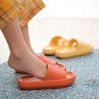 Шлепанцы женские на толстой платформе, Нескользящие сандалии из ЭВА, мягкая подошва, для ванной комнаты, домашние тапочки, лето 2021