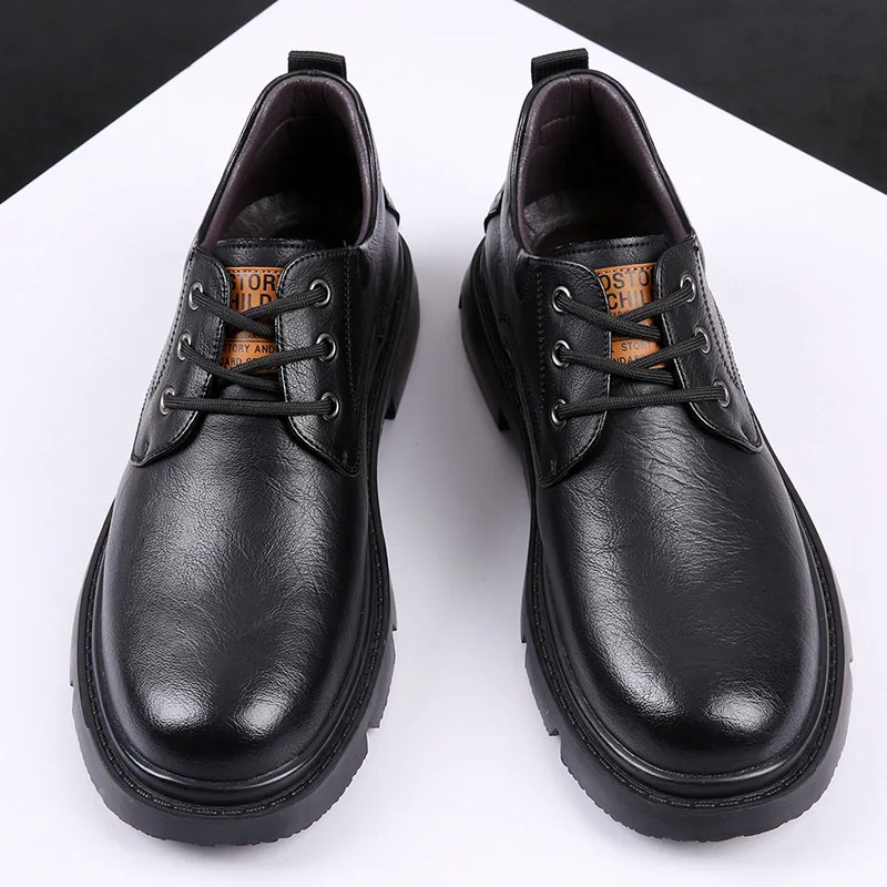 Мужская повседневная обувь из коровьей кожи увеличивающая рост на плоской