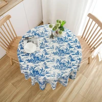 retro table cloth round tablecloths blue dining table cover kitchen home decoration mantel mesa redonda obrus nappe tafelkleed