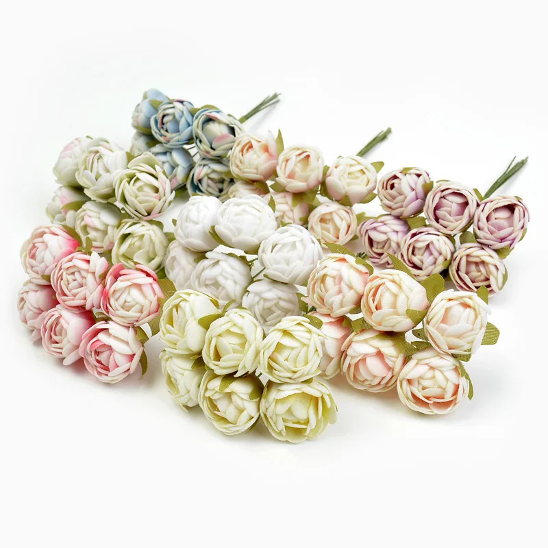 Искусственные цветы 6 шт./лот новый фланелевый букет из розового чая свадебное