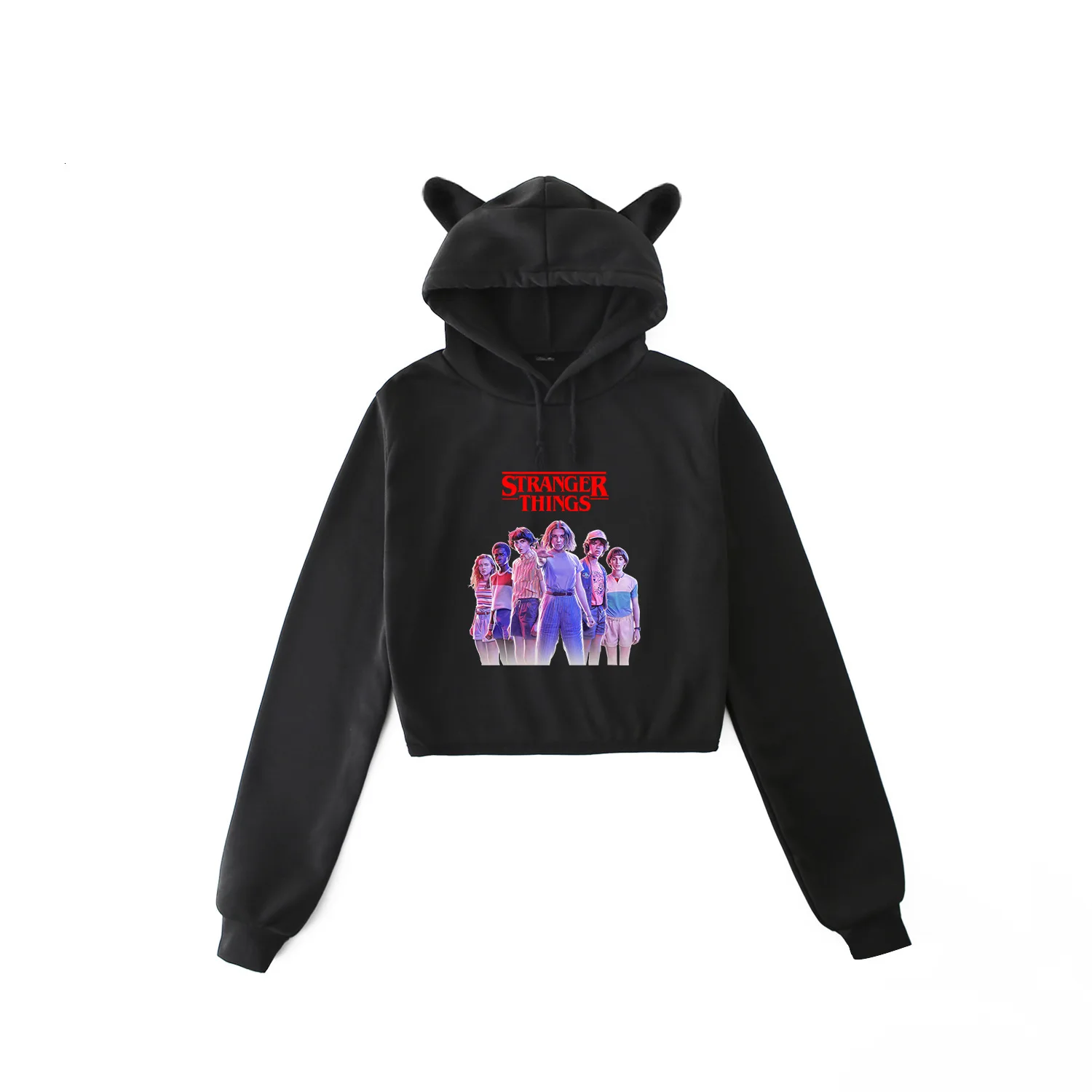 

Stranger Things Sweatshirt Hoodies Women Hoodies Fashion Clothing Merchandise Oversized Hoodie Bare Midriff Cat's Ear Hoodies