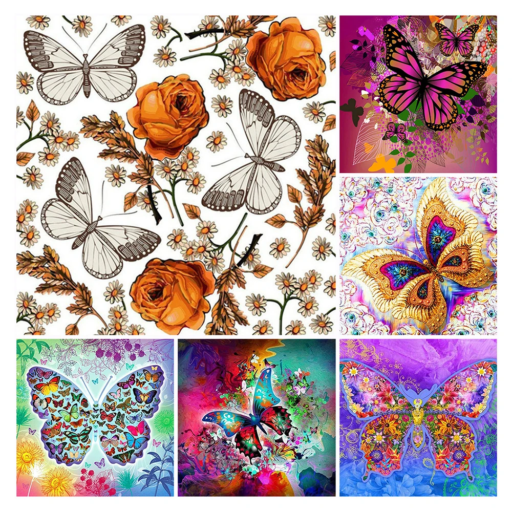 

5D DIY Diamond Painting Cross Stitch Butterfly Beads Embroidery Flowers Mosaic Animal Wall Decor Art Of Picture Gifts