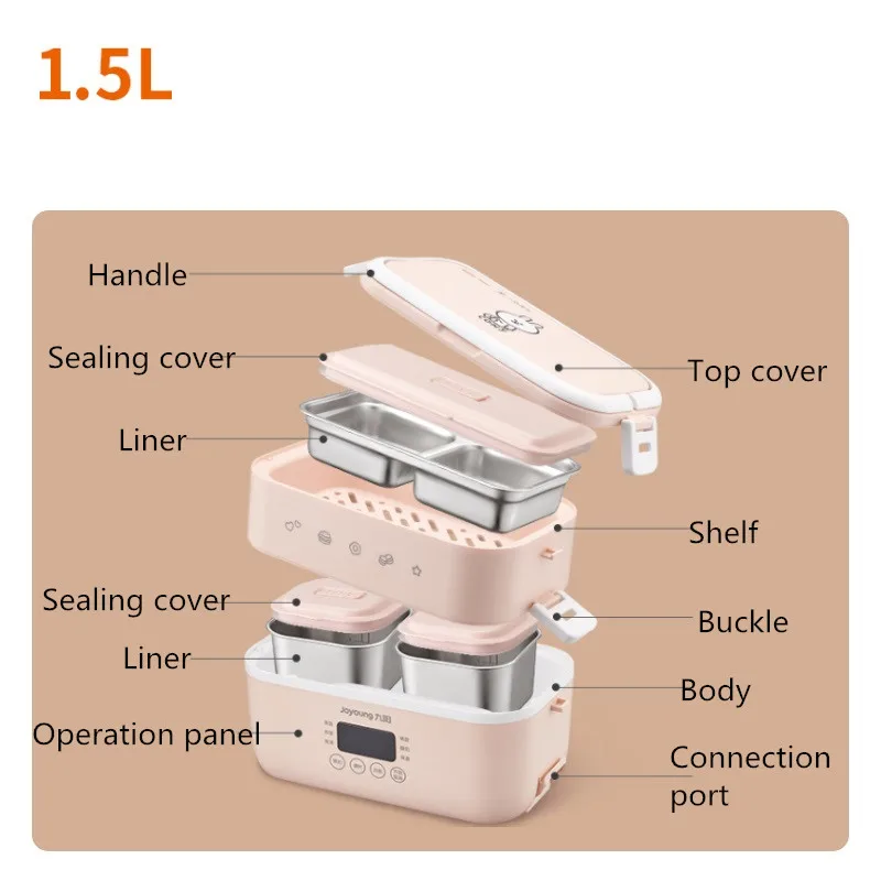 

220V 2 Layers Portable Electric Heating Rice Cooker Household Mini 1.5L Electric Multi Cooker Rice Cooker For Travel Office