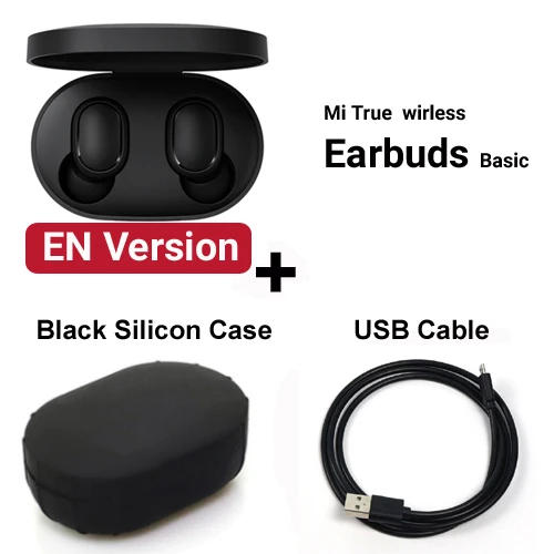Inlock Xiaomi Redmi Airdots Xiaomi Беспроводные Наушники управление голосом Bluetooth 5,0 контроль шумоподавления - Цвет: EN add Case Cable