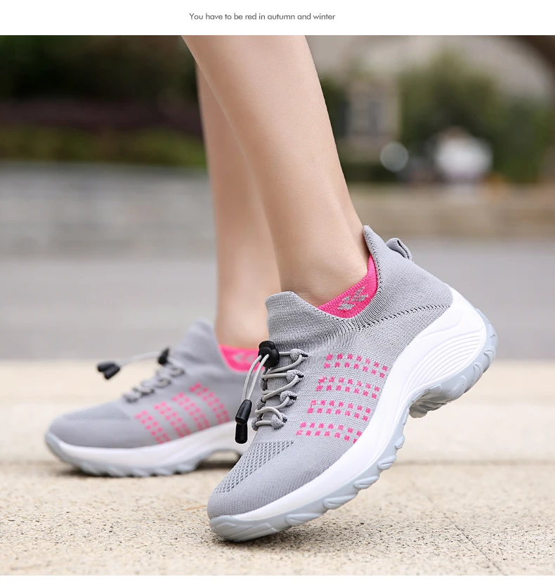 2020 Autumn Women Flat Platform Sneakers for Women Breathable Mesh Sneakers Shoes Spring Ladies Laces for Sock Sneakers
