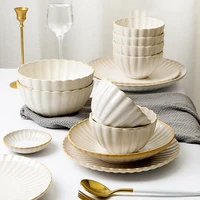 nordic ceramic plate set household luxury bowl plate chopsticks combination tableware talerze obiadowe kitchen supplies kc50tz