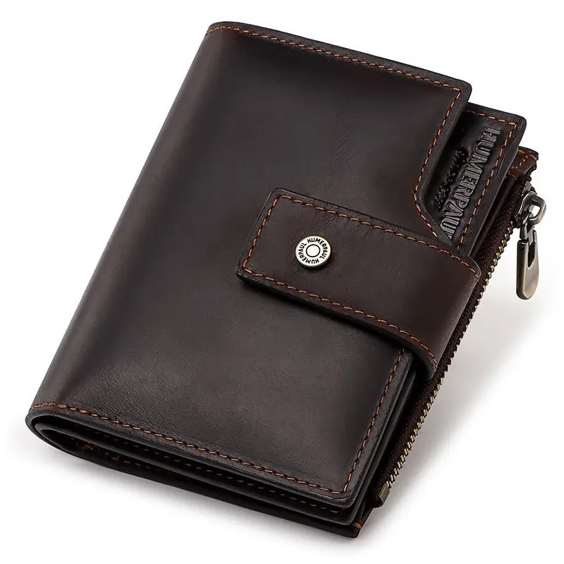 

Men's Wallets Fashion Coin Purse RFID Retro Style Wallet Genuine Leather Multi-card Luxury Business Holders Men Ziper Wallets