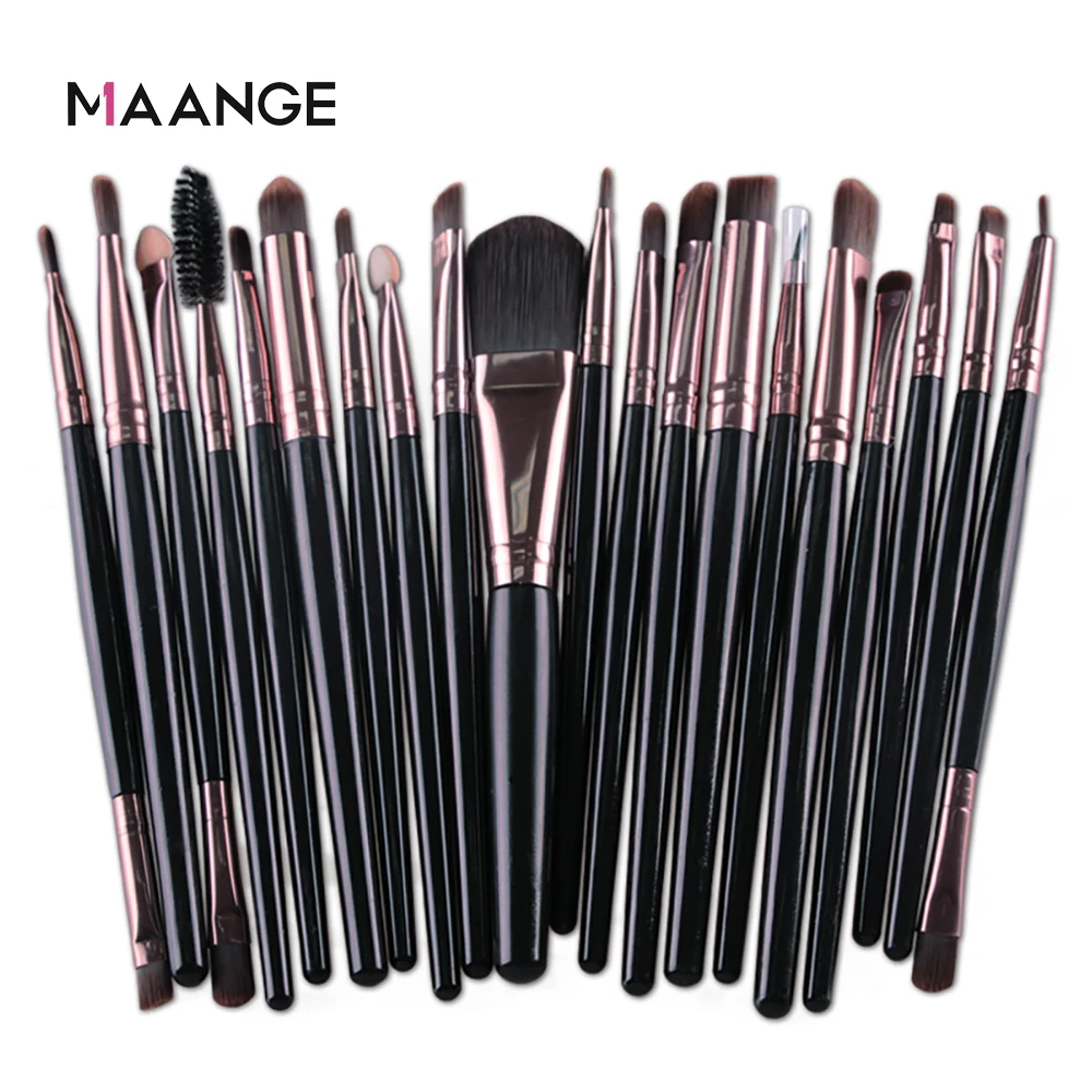 MAANGE-Juego de brochas de maquillaje, 6/15/20 piezas, sombra de ojos, mezcla, base en polvo, cejas, colorete, doble cabezal, Kit de belleza