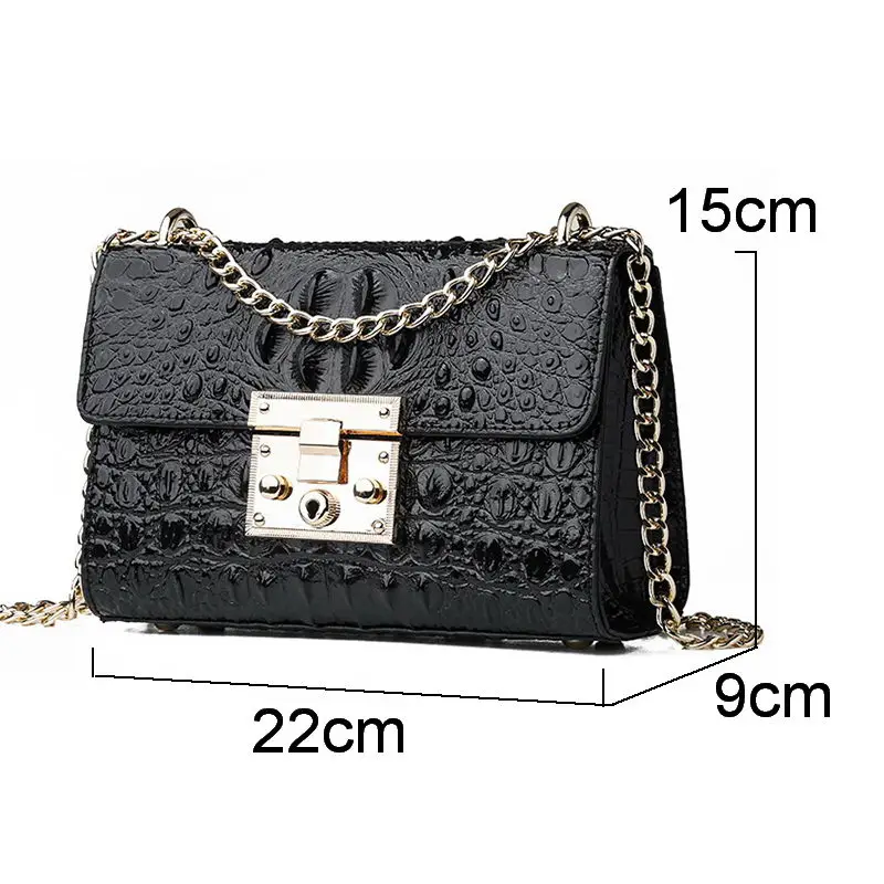 

DIINOVIVO Crocodile Leather Small Bags For Women Shoulder Bag Luxury Square Bag Women Handbags Messenger Bag Female WHDV1261