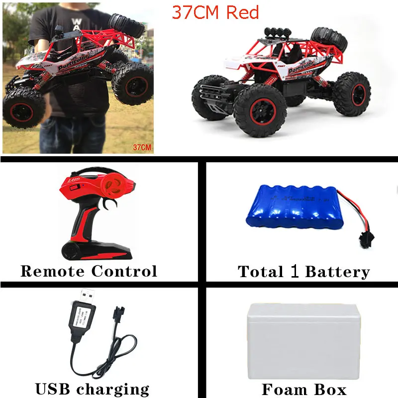 37cm Red Радиоуправляемая машина 1/12 4WD с дистанционным управлением высокоскоростная машина 2,4 Ghz электрические радиоуправляемые игрушки Monster Truck Багги внедорожные Автомобили детские подарки - Цвет: 37cm Red