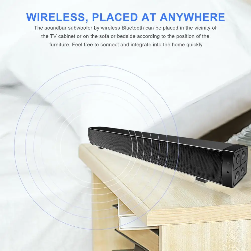 Звуковая панель для ПК 20 Вт 2 0 каналов проводная и беспроводная перезаряжаемая