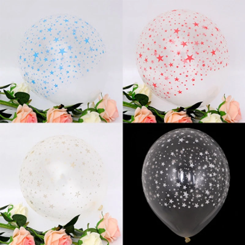 10 шт 12-дюймовый ярко-синий воздушных шаров из латекса прозрачный звездообразный