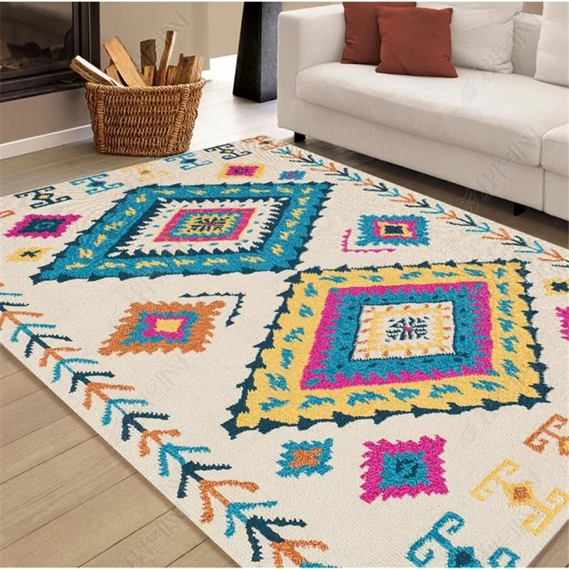 Morocco Style Living Room Rugs and Nordic Abstract Ink Landscape Painting Carpet High Quality Anti-wrinkle Floor Mats