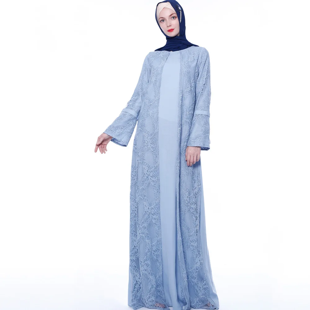 Этническое мусульманское поддельное хиджаб платье из 2 частей для женщин труба