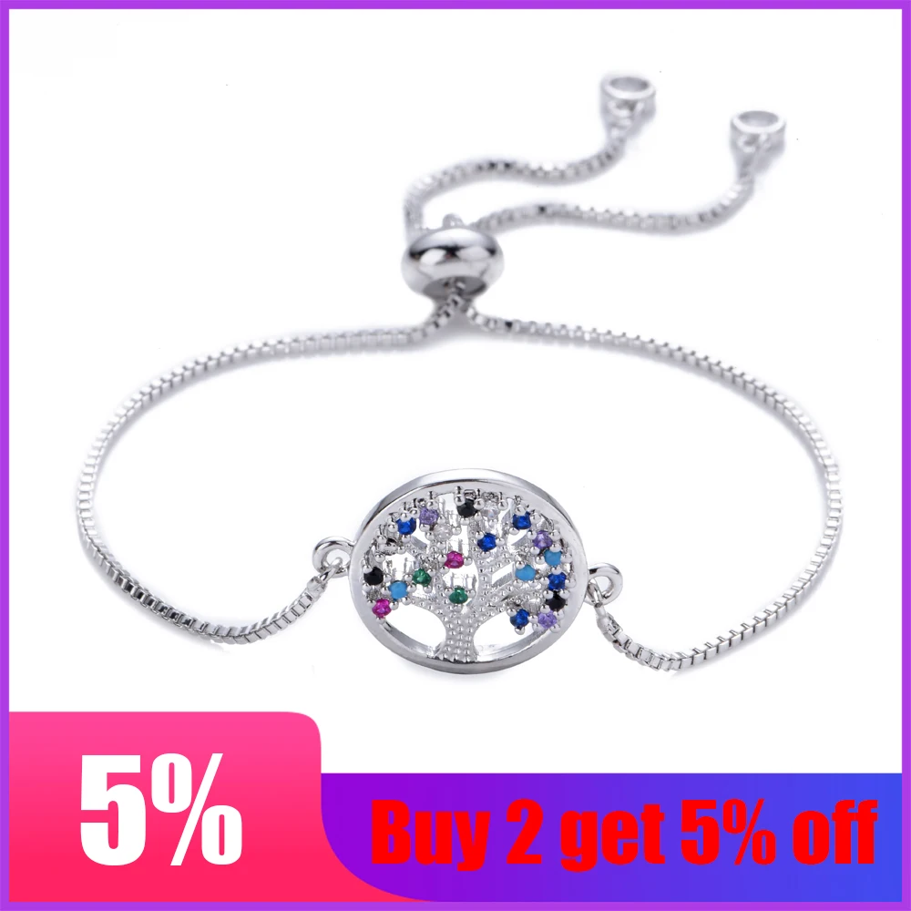 Мода 2020 радуга золото дерево жизни кулон браслет женский микро инкрустированный