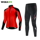 Мужская Флисовая велосипедная куртка WOSAWE, комплект из брюк-цилиндров, водонепроницаемая, с защитой от ветра, для горных велосипедов, на зиму