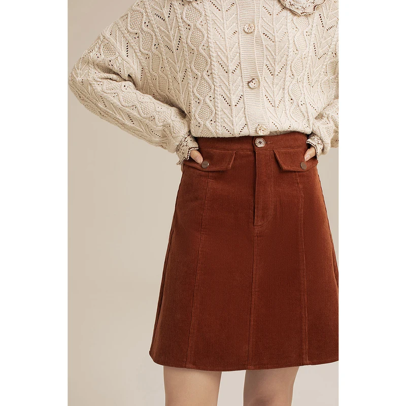 INMAN осенне-зимняя женская юбка в винтажном стиле с декоративными карманами