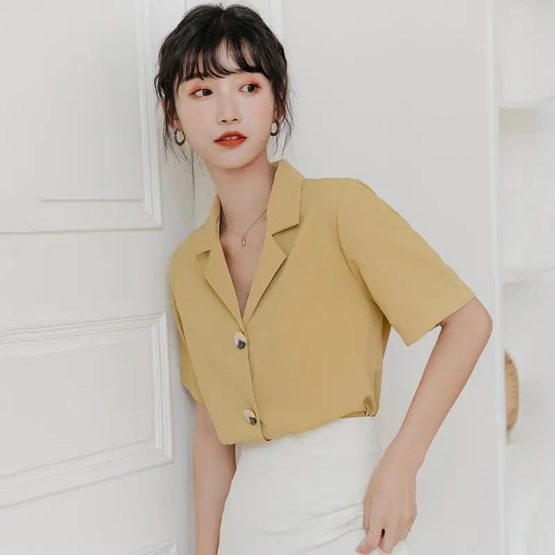 

Блузка женская шифоновая с коротким рукавом, лето 2021