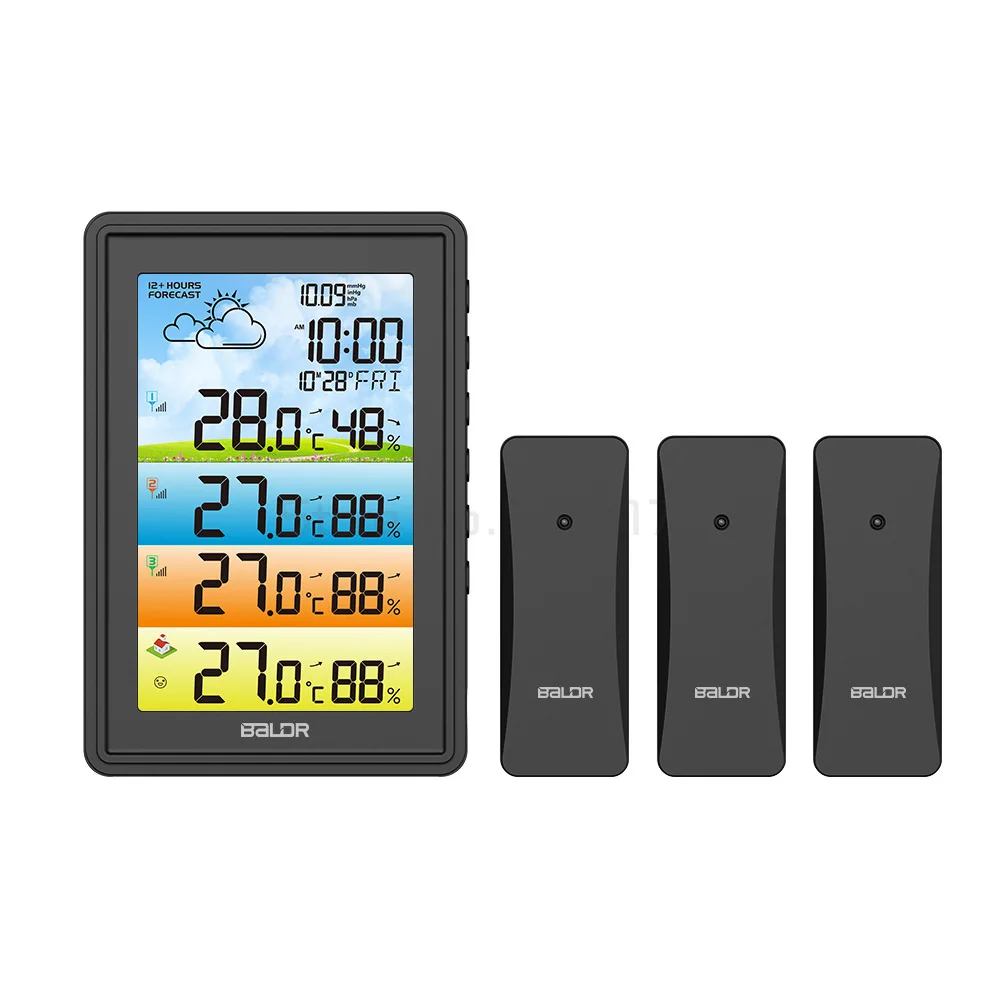 

Wireless Smart Home Waether Station Sensor Hygrometer Thermometer Digital Moonphase Date Alarm Clock Colorful Barometer Forecast
