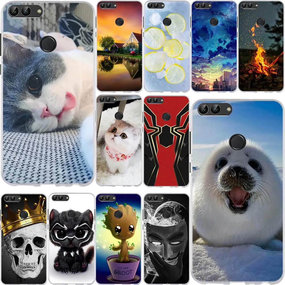 Чехол для Huawei P Smart мягкий прозрачный силиконовый чехол из ТПУ телефона с функцией