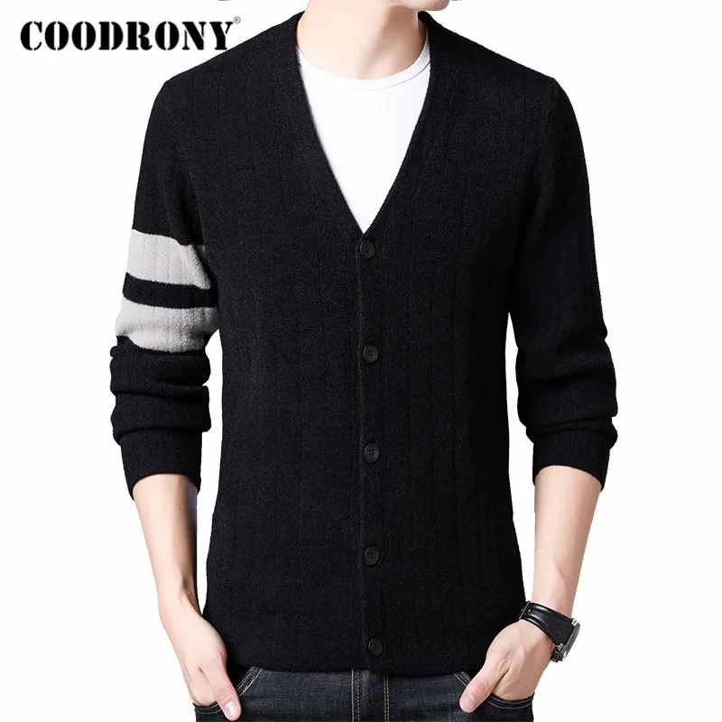 Бренд COODRONY мужской свитер модный полосатый кардиган мужская одежда на осень и