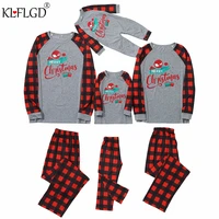 2021 new solid color christmas hat printed housewear pajamas christmas tree printed housewear pajamas casual parent child suit