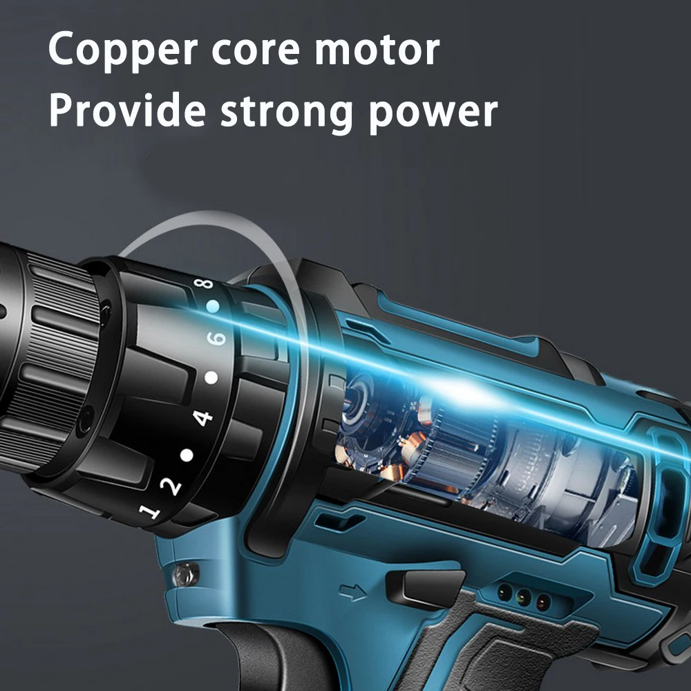 

16.8V Electric Screwdriver Lithium Battery Cordless Drill Rechargeable With 2 Battery US Plug Household DIY Power Tools