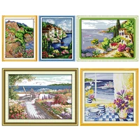 seaside landscapes embroidery needlework cross stitch kit stamped print patterns 11ct 14ct painting counted patterns craft decor