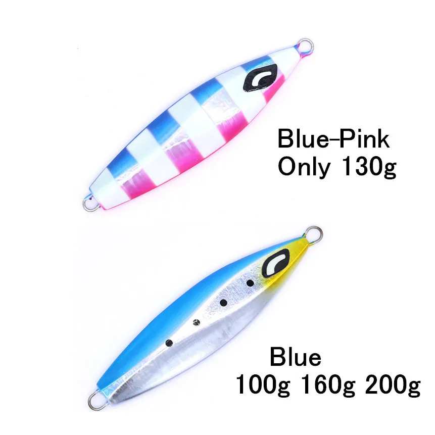 Blue CASTFUN дергающаяся приманка рыболовные приманки, вялая блесна, 1 шт. 100g 130g 160g 200 г океан Стингер крыло блесна, Япония дизайн Металическая дергающаяся глубоководных приманка - Цвет: Blue