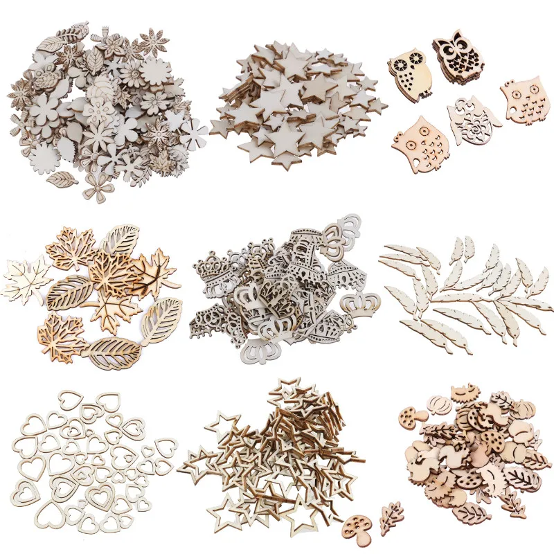 10 200 шт деревянные полые звезды в форме листа сердца украшения для скрапбукинга