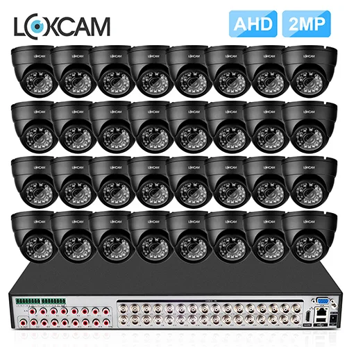 LOXCAM h.265+ 32CH 5MP DVR комплект 32 шт. 2MP AHD система видеонаблюдения IP66 металлическая Водонепроницаемая камера для наружного наблюдения - Цвет: 32CH DVR x 32 Camera