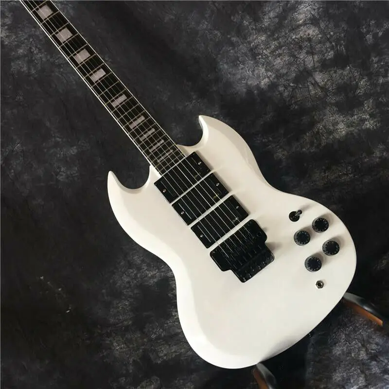 

Naughty boy SG electric guitar white with tremolo 3 black pickup high quality 6 String Rosewood Fretboard White Guitar