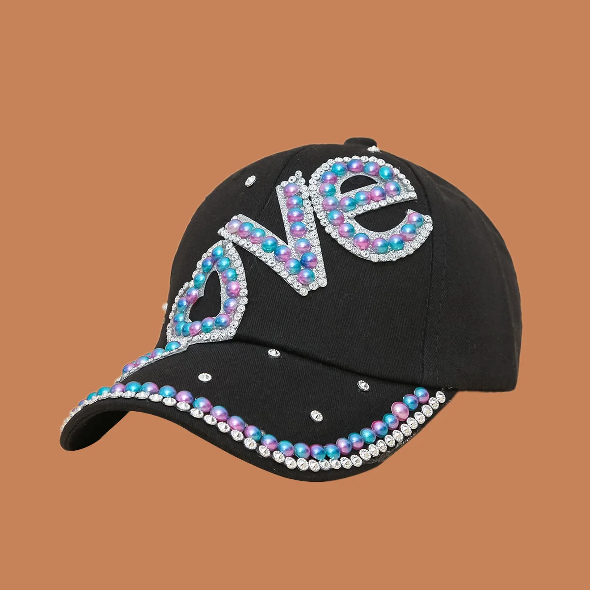 

2020 New Letter LOVE Women Baseball Cap Breathable Mesh Outdoor Adjustable Embroidered Rhinestone D Mark Hats Summer Sunhat