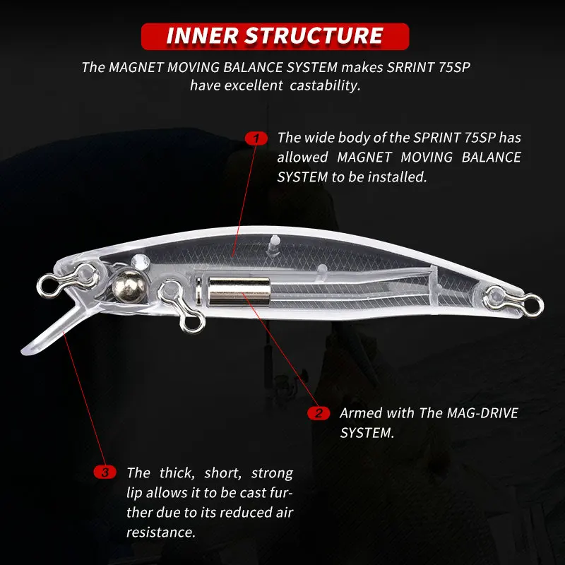 Подвесной воблер ALLBLUE SPRINT 75SP магнитный длинный блеск 8 5 г Джеркбейт рыболовные