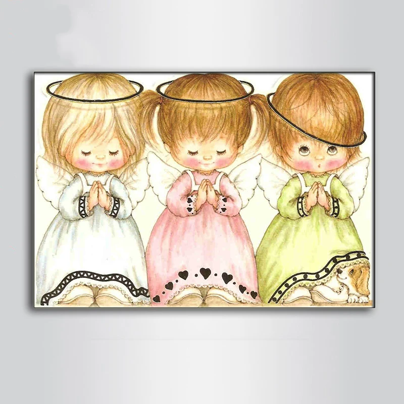 Алмазная живопись мультфильм Ангел настенное Искусство DIY Рождественский