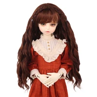 bjdsd dolls wig hair long curly soft silk fiber khaki dark brown wigs for 13 14 16 bjd doll accesories