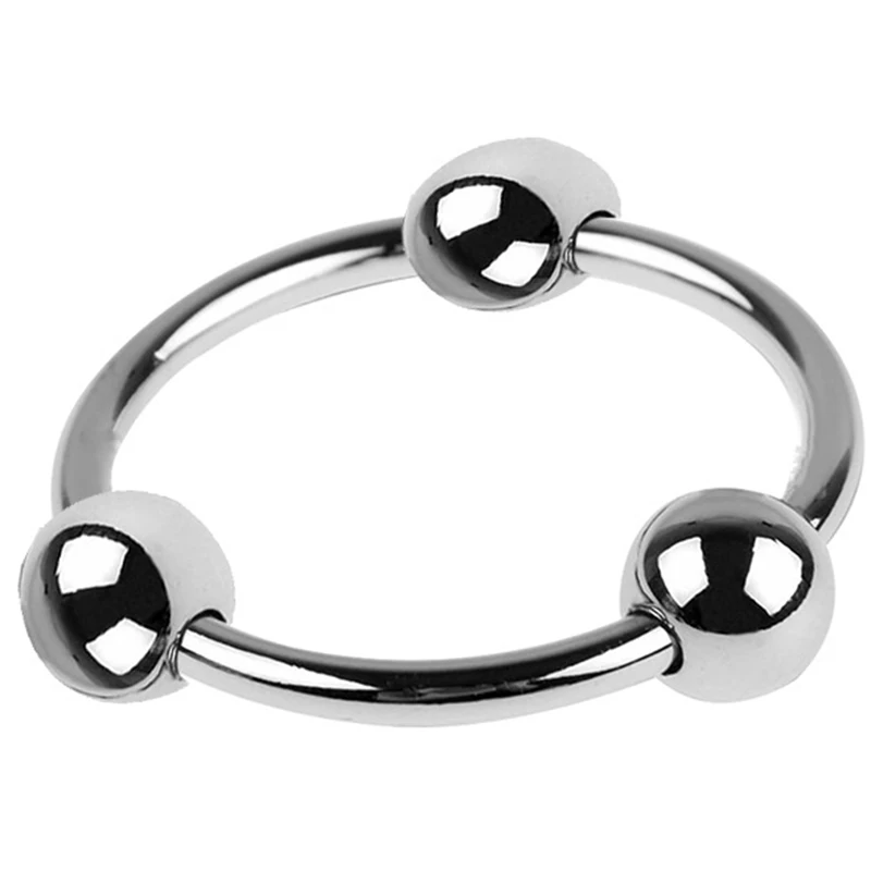 БДСМ три шара из нержавеющей стали головка члена кольцо для пениса увеличение