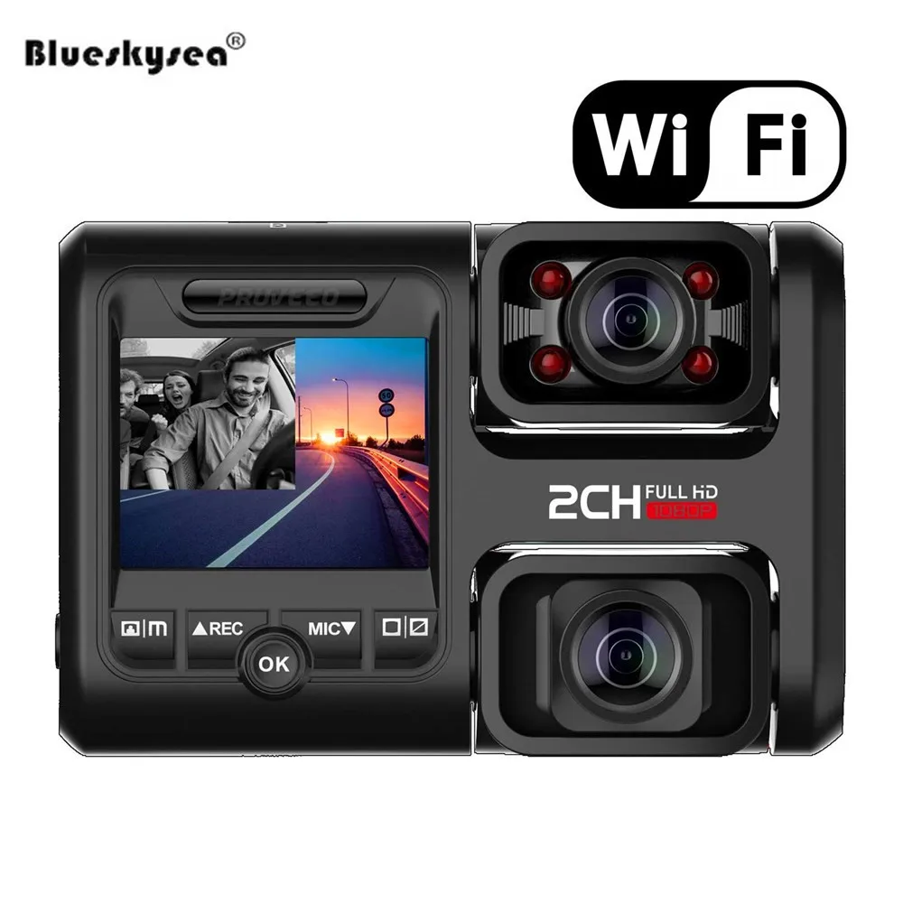 Автомобильный двойной видеорегистратор Wi Fi gps камера DVR 1080 P Full HD передняя и задняя