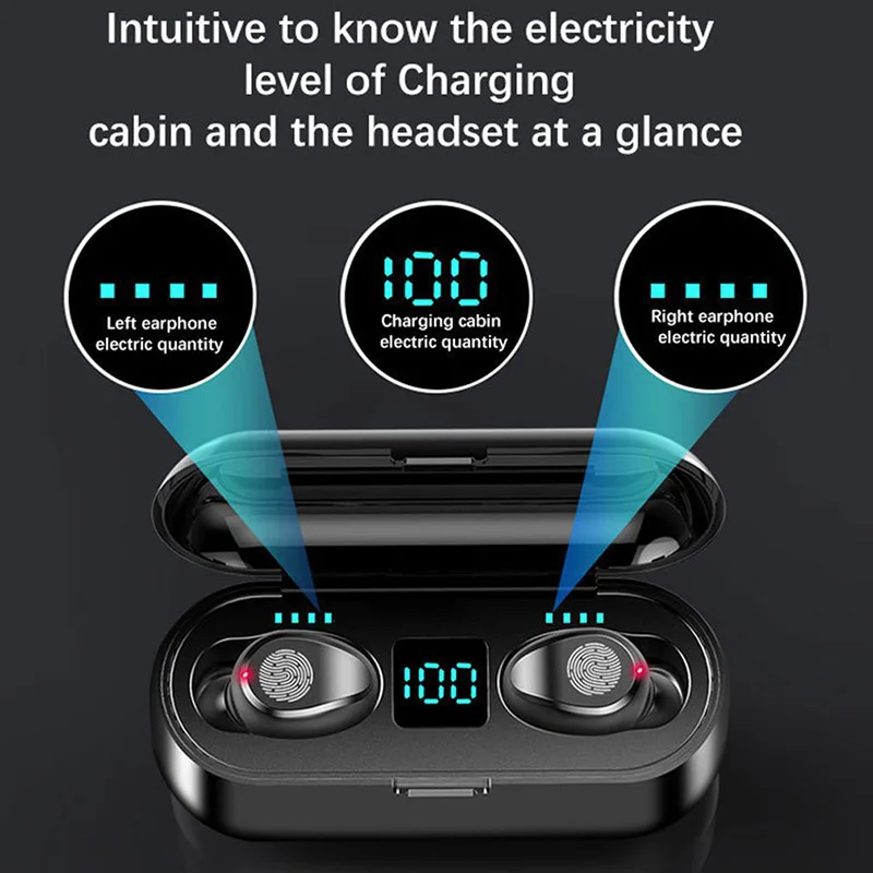

Bluetooth 5.0 Wireless Earbuds TWS Touch Digital Display Noise Reduction Stereo In-Ear Earphones With Charging Case