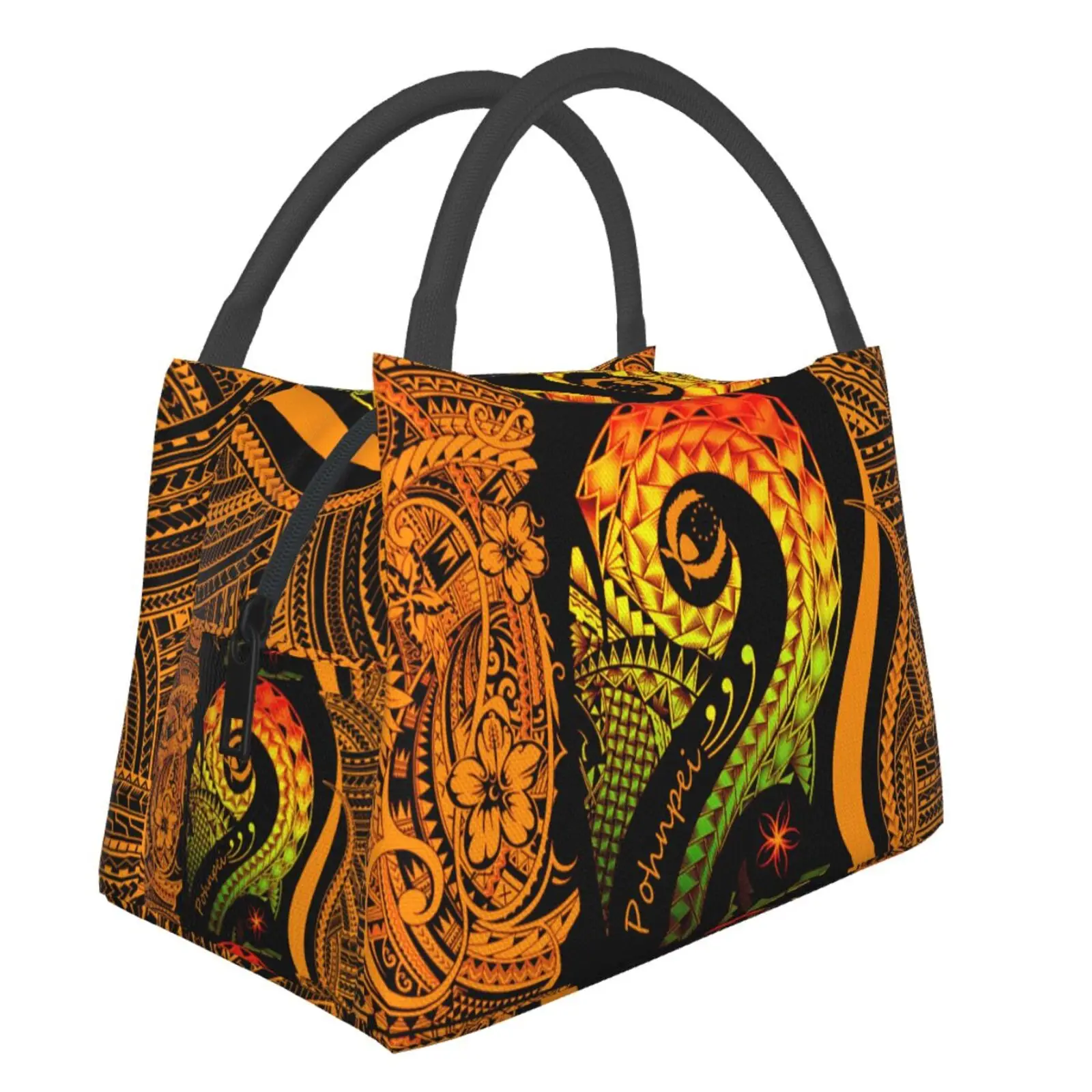 

NOISYDESIGNS Portable Lunch Bags For Women Samoan Hibiscus Polynesian Tribal Insulated Thermal Pouch School Food Storage Bag