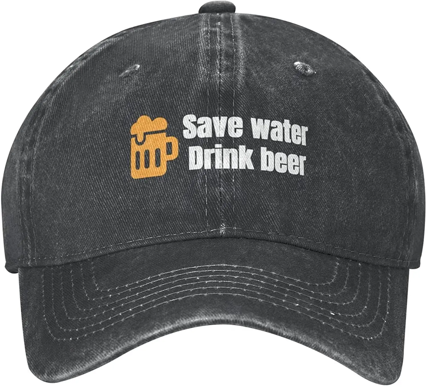 

Denim Baseball Cap Unisex, UV Proof Cotton Baseball Hats, Brass Buckle Black Trucker Cap, Curved Brim Dad Hat