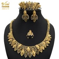 nigerian jewelry sets dubai gold color necklace for women bridal earrings bracelet african wedding wife party gifts jewelery set