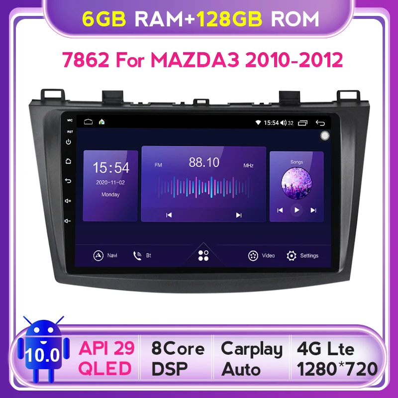 

Mekede 7862 QLED экран 1280*720 Android 10 для Mazda3 BL 2010-2012 Автомагнитола мультимедийный видеоплеер GPS-навигация Carplay