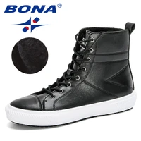 bona 2020 new designers high top skateboard shoes mens comfortable plataform sneakers men high quality leather luxury shoes man