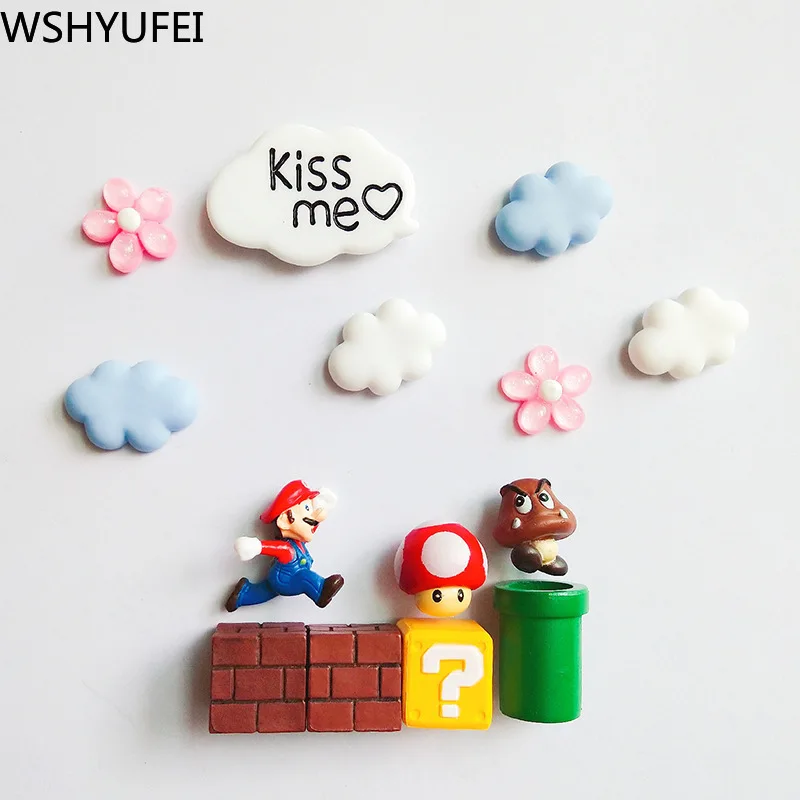 1 Набор милых резиновых 3D магнитов на холодильник в стиле супер Марио детские