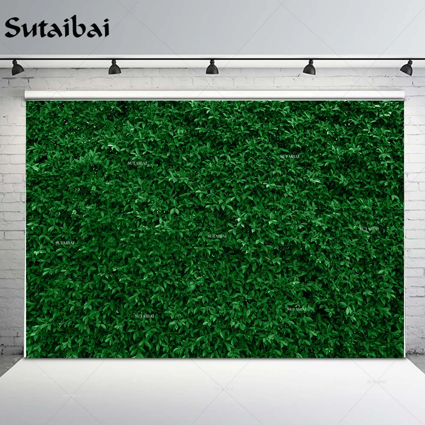 Фон для фотосъемки новорожденных с изображением весенних 3D зеленых листьев |