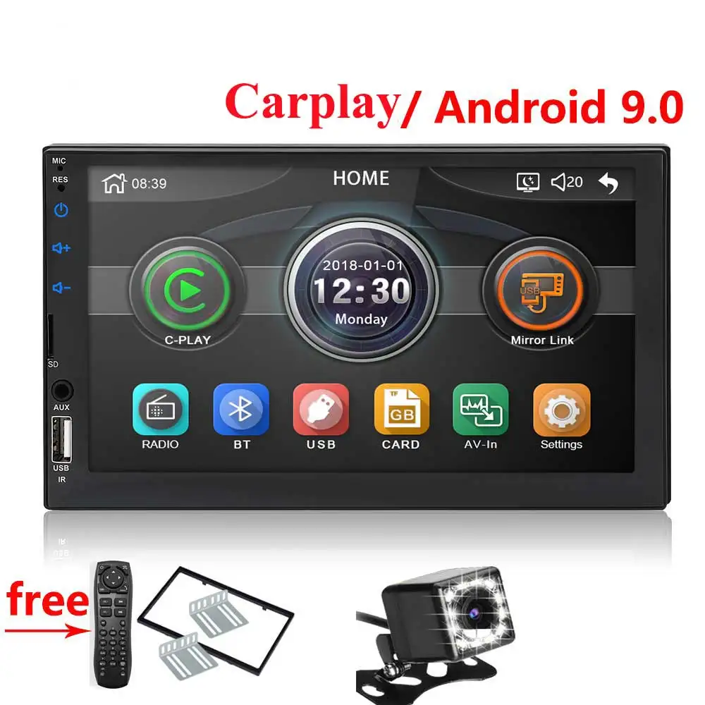 2 din автомагнитола " HD сенсорный экран плеер mirrorlink Android 9 Iphone MP5/SD/FM/MP4/USB/AUX/Bluetooth Авто Аудио для камеры - Цвет: carplay cam