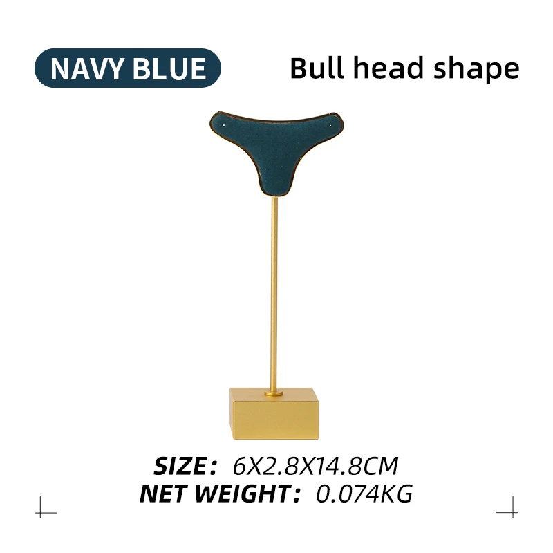 

Microfiber Metal Navy Blue Bull Head Shaped Jewelry Display Stand For Femal Earring Necklace Jewellery Organizers Holder 8 Color